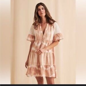 Faherty Organic Cotton Tie-Dye Tiered Dress – Size M